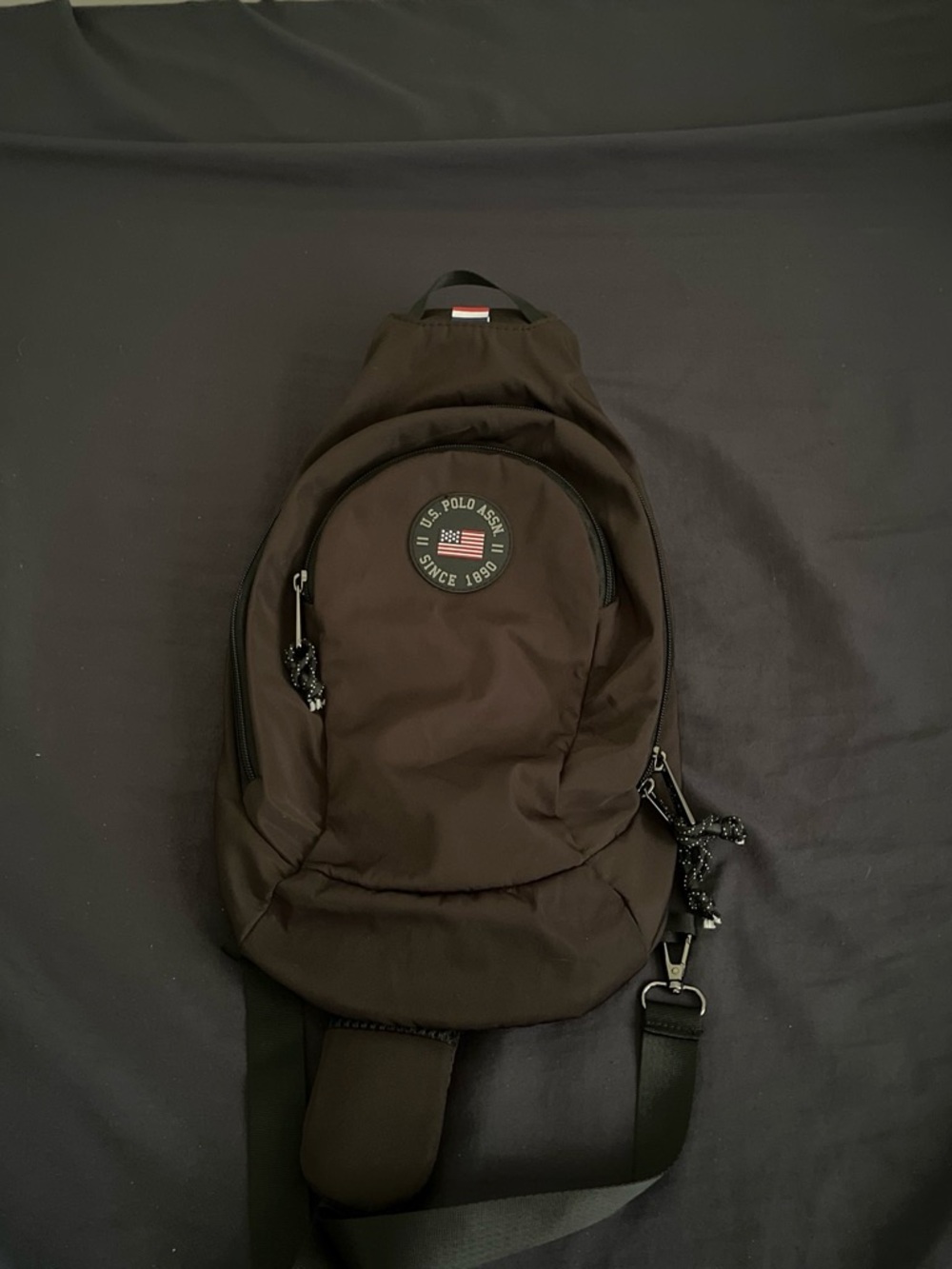 U.S. Polo Assn. Men's Brown Sling Bag with Logo Patch